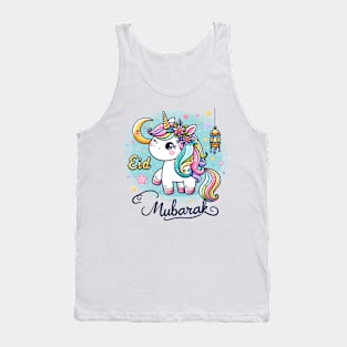 Eid Mubarak Unicorn for Kids Mom Girls Tank Top